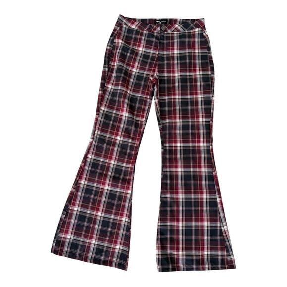 Almost Famous Plaid High Rise Flare Pants 11 Y2K Indie Punk Grunge 90s Retro - Picture 2 of 7